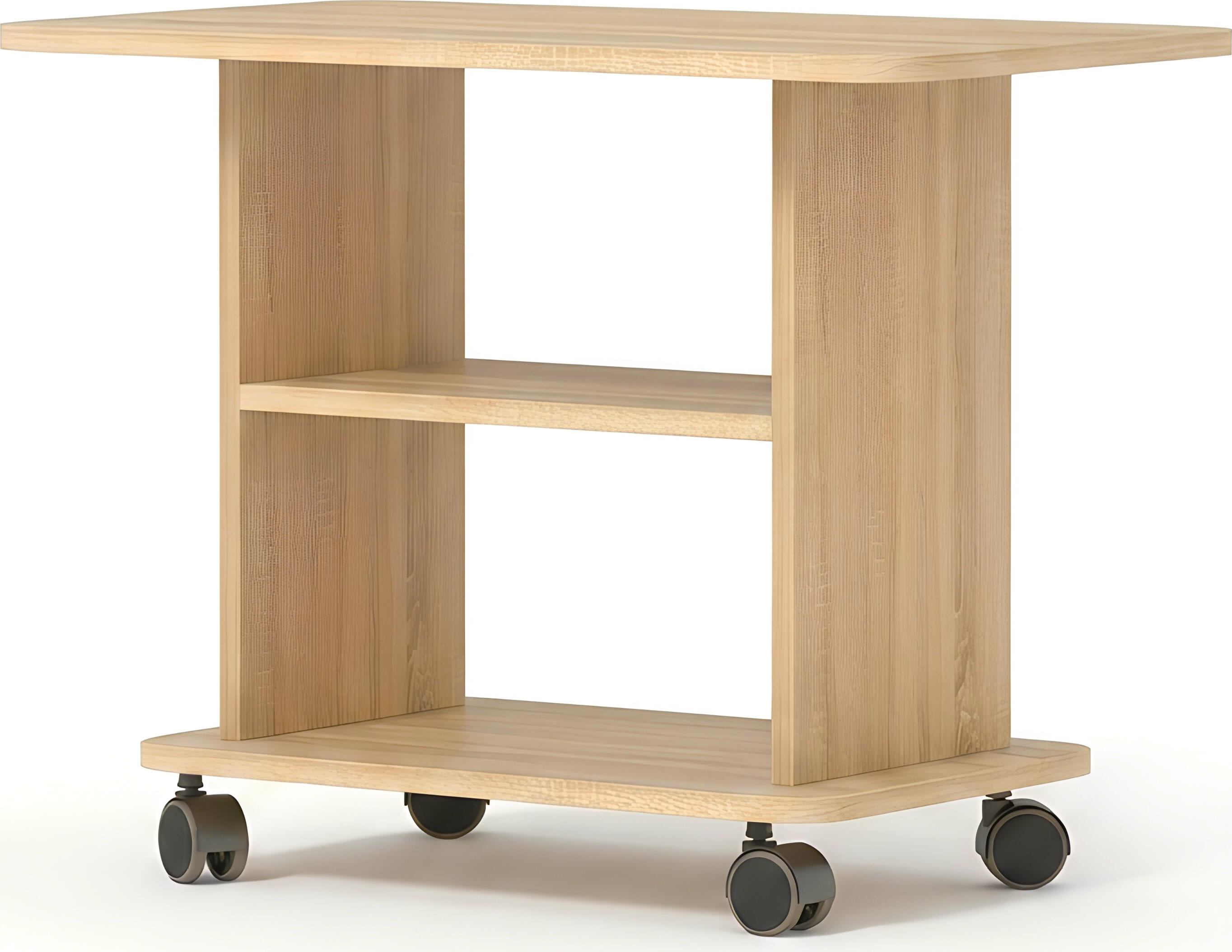 Fabrik Home Rolic Coffee Table, Sonoma Oak, 750x450x550mm, with Swivel Wheels and Magazine Storage Shelf