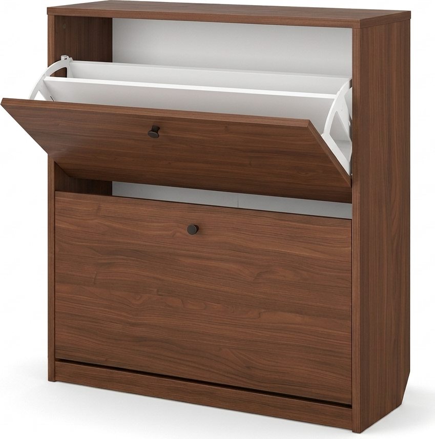 Шкаф для обуви Fabrik Home 800, 2 откидные дверцы, компактный для прихожей, Каменный орех, 800x880x260 мм