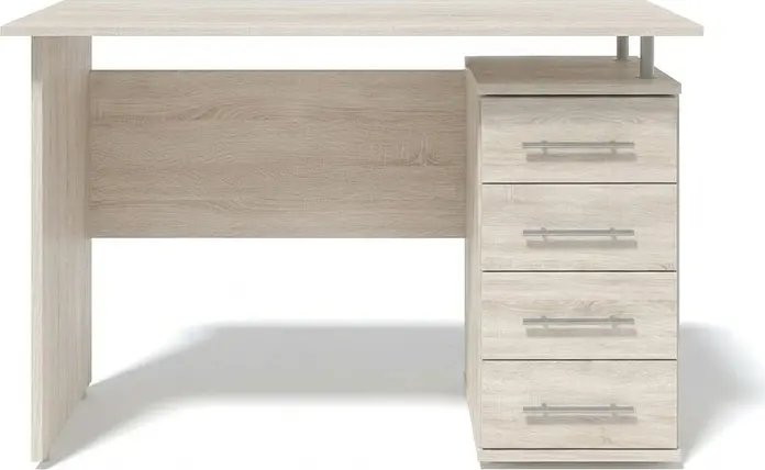 Письменный стол Fabrik Home №3, Дуб Сонома, 1200x600x750 мм, Современный дизайн со встроенным шкафом и 4 выдвижными ящиками справа