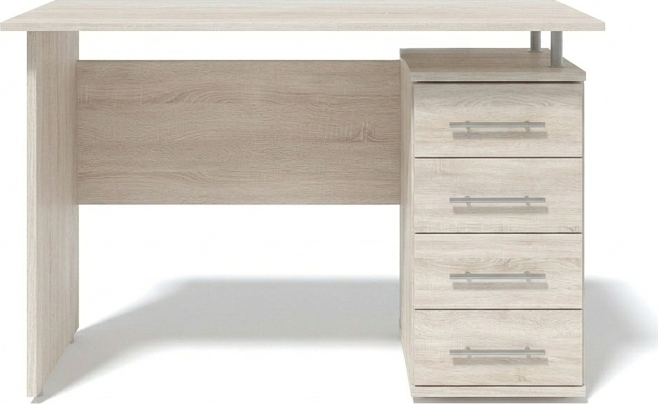 Письменный стол Fabrik Home №3, Дуб Сонома, 1200x600x750 мм, Современный дизайн со встроенным шкафом и 4 выдвижными ящиками справа