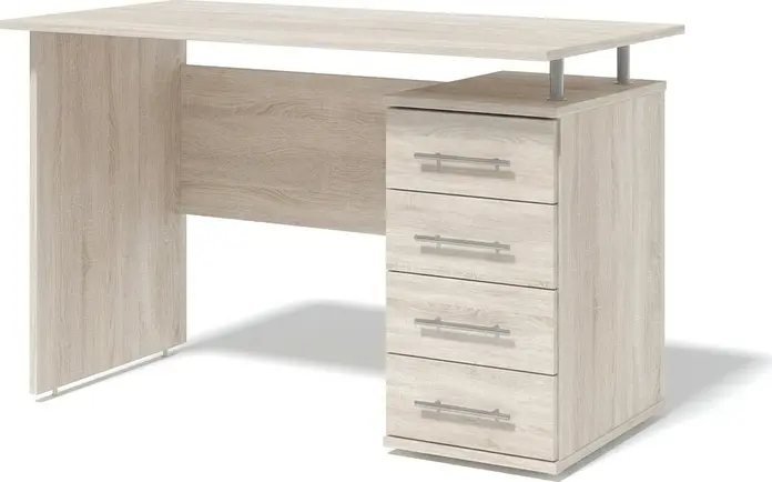 Письменный стол Fabrik Home №3, Дуб Сонома, 1200x600x750 мм, Современный дизайн со встроенным шкафом и 4 выдвижными ящиками справа