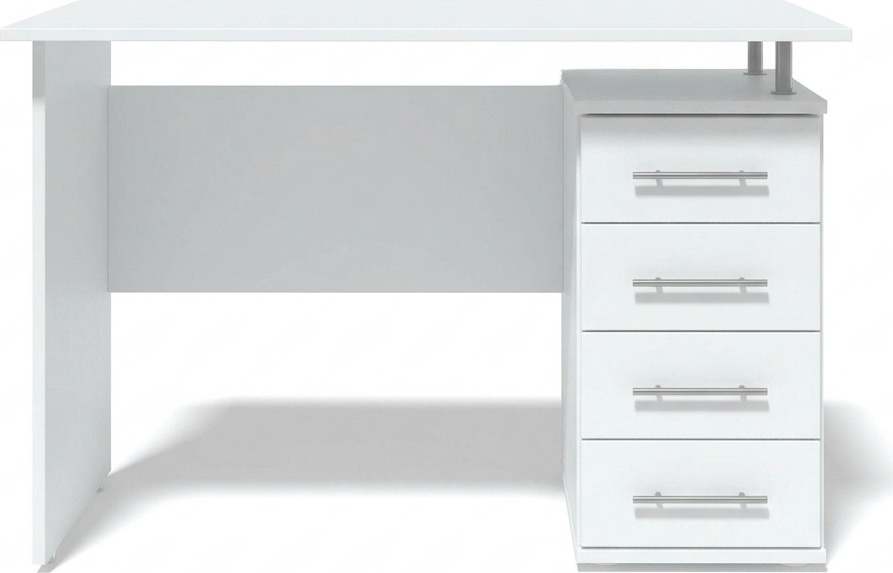 Fabrik Home Nr.3 Office Desk, White Ash, 1200x600x750 mm, 4 Right-Side Drawers with Built-in Cabinet and Niche, Modern Design