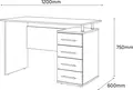 Fabrik Home Nr.3 Office Desk, White Ash, 1200x600x750 mm, 4 Right-Side Drawers with Built-in Cabinet and Niche, Modern Design