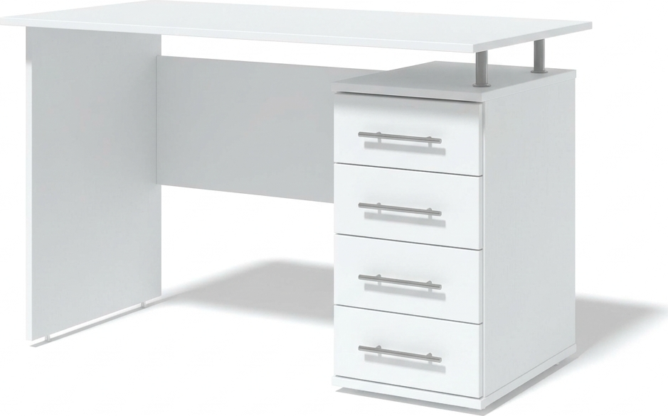 Fabrik Home Nr.3 Office Desk, White Ash, 1200x600x750 mm, 4 Right-Side Drawers with Built-in Cabinet and Niche, Modern Design