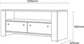 ТВ-тумба Fabrik Home Belfort, Белый ясень, Ламинированный ДСП, 120.5x42.5x50 см, 2 выдвижных ящика и 1 открытая полка, Минималистичная мебель