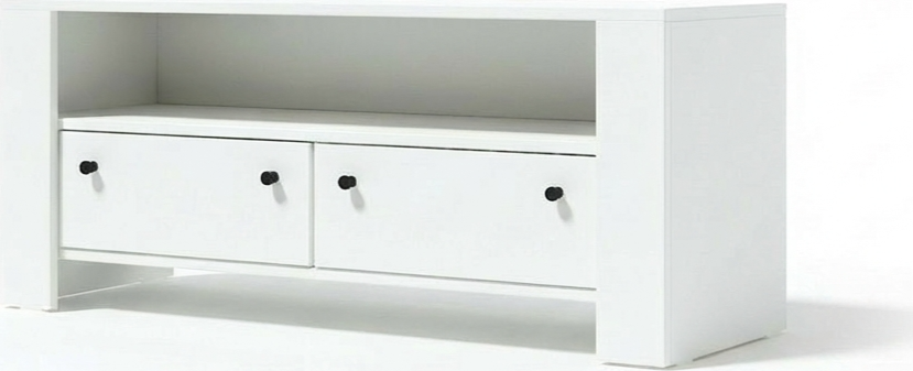 ТВ-тумба Fabrik Home Belfort, Белый ясень, Ламинированный ДСП, 120.5x42.5x50 см, 2 выдвижных ящика и 1 открытая полка, Минималистичная мебель