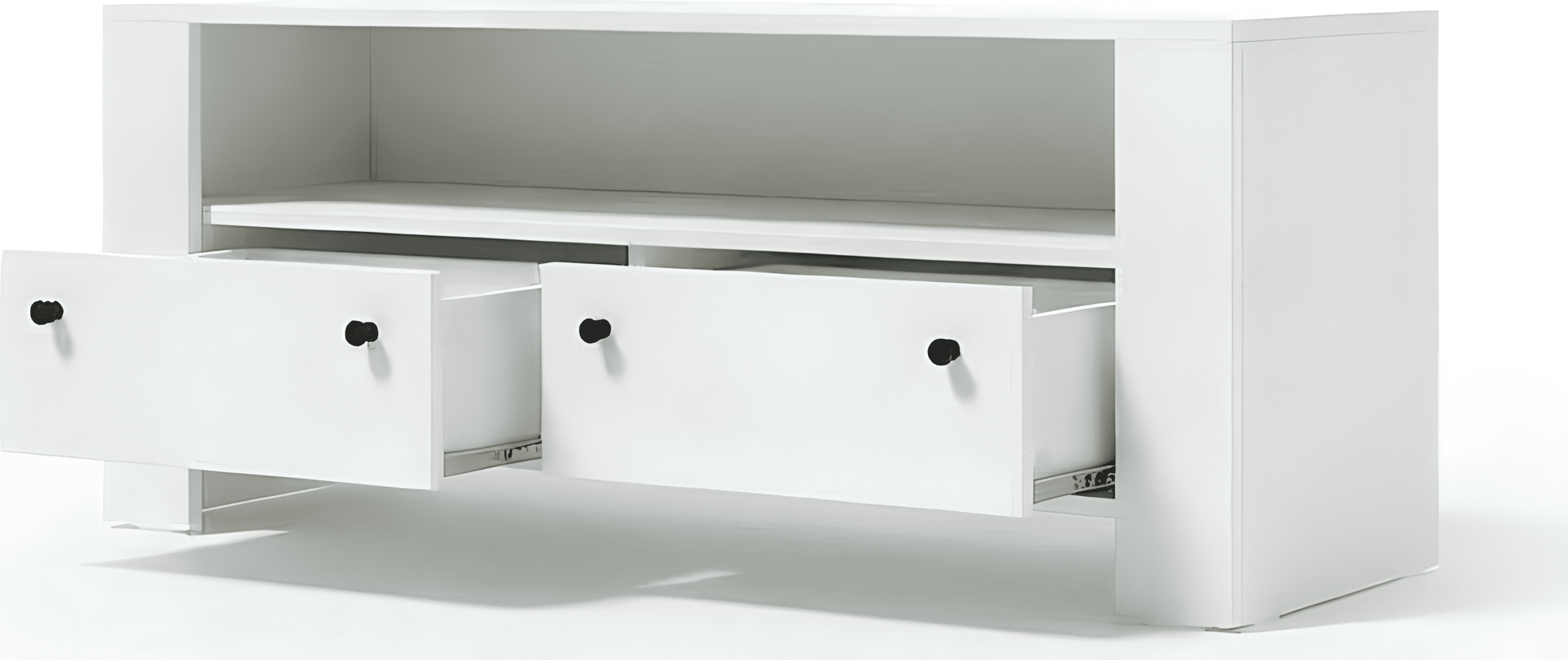 ТВ-тумба Fabrik Home Belfort, Белый ясень, Ламинированный ДСП, 120.5x42.5x50 см, 2 выдвижных ящика и 1 открытая полка, Минималистичная мебель