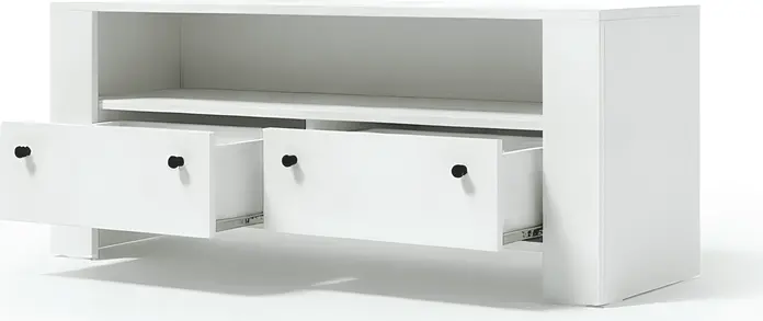ТВ-тумба Fabrik Home Belfort, Белый ясень, Ламинированный ДСП, 120.5x42.5x50 см, 2 выдвижных ящика и 1 открытая полка, Минималистичная мебель