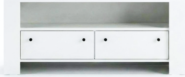 ТВ-тумба Fabrik Home Belfort, Белый ясень, Ламинированный ДСП, 120.5x42.5x50 см, 2 выдвижных ящика и 1 открытая полка, Минималистичная мебель