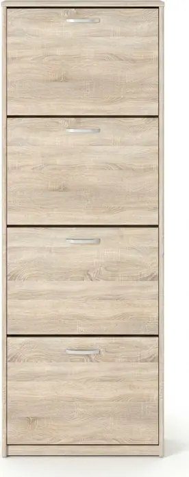 Dulap pentru încălțăminte Fabrik Home 600mm Stejar sonoma, 4 uși rabatabile, Organizator compact pentru hol, 1680x260x600mm
