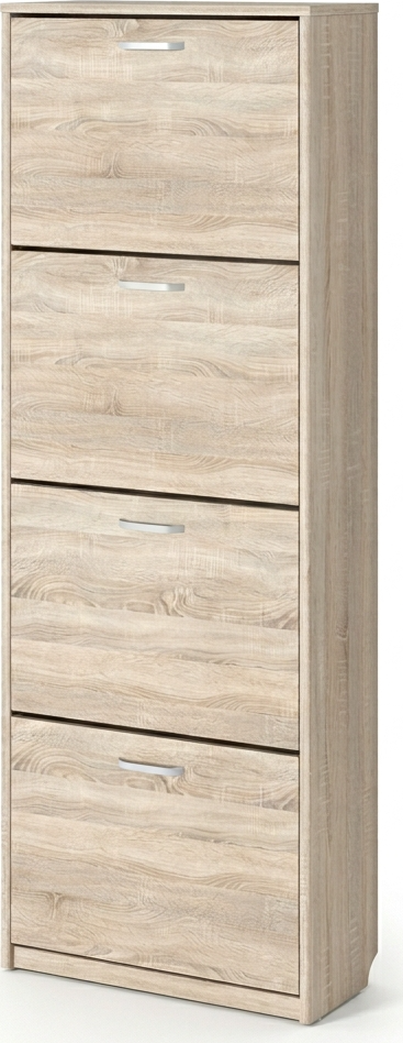 Dulap pentru încălțăminte Fabrik Home 600mm Stejar sonoma, 4 uși rabatabile, Organizator compact pentru hol, 1680x260x600mm