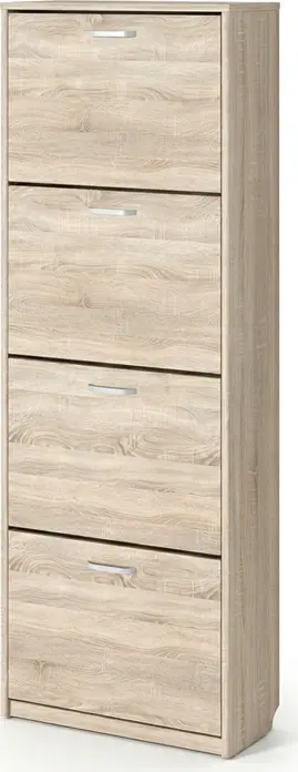 Dulap pentru încălțăminte Fabrik Home 600mm Stejar sonoma, 4 uși rabatabile, Organizator compact pentru hol, 1680x260x600mm