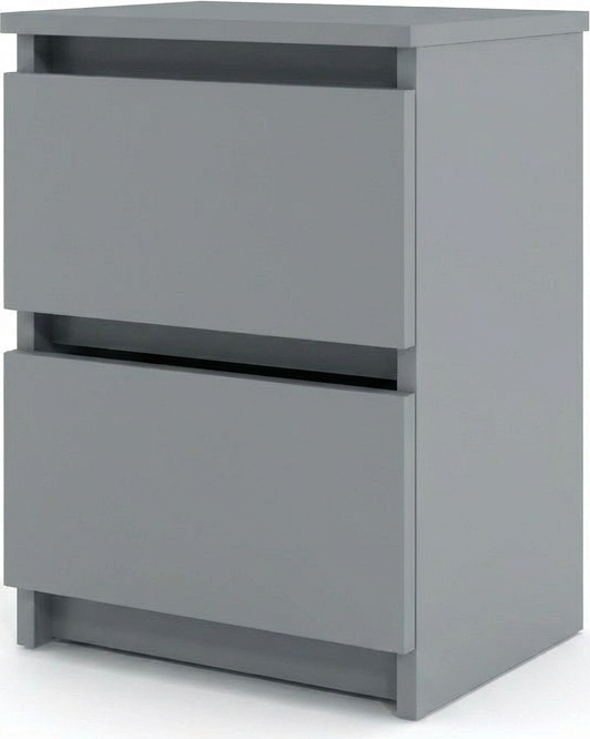 Fabrik Home Havana Nightstand, Grey, 2 Drawers with Metal Slides, Dense Laminated Chipboard, 405x550x335mm, Minimalist Bedroom Furniture
