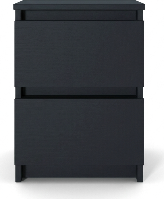Fabrik Home Havana Nightstand, Black Ash Laminated Particle Board, 2 Drawers with Metal Slides, 405x550x335 mm, Minimalist Bedroom Furniture