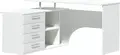 Masă de birou colț L-shaped Fabrik Home Nr.1, Frasin alb, 1400x1200mm, PAL laminat, 4 sertare și rafturi deschise, sistem de conectare RASTEX