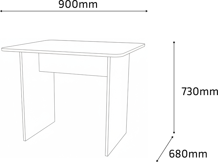 Fabrik Home Office Side Table Extension, White Ash, Rounded Corners, 900x680x730mm, for Meeting Rooms or Conference Tables