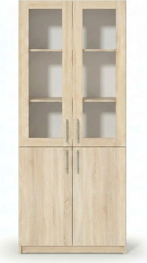 Fabrik Home Office Line No.2 Office Cabinet, Sonoma Oak, 80x200x40 cm, Laminated Chipboard PAL 18mm, Glass and Solid Doors, RASTEX System
