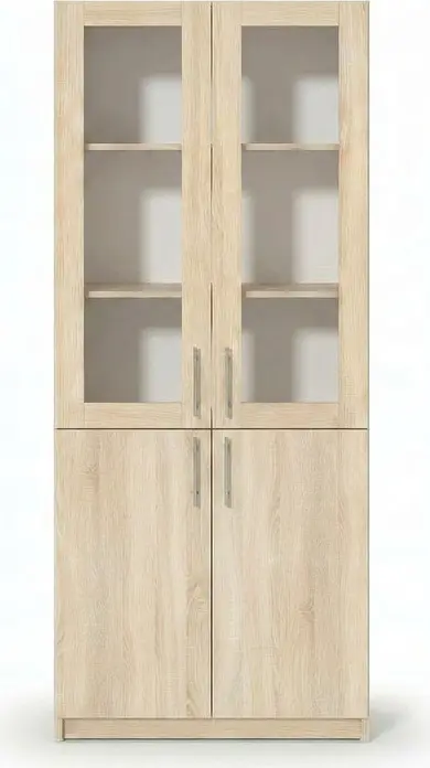 Fabrik Home Office Line No.2 Office Cabinet, Sonoma Oak, 80x200x40 cm, Laminated Chipboard PAL 18mm, Glass and Solid Doors, RASTEX System