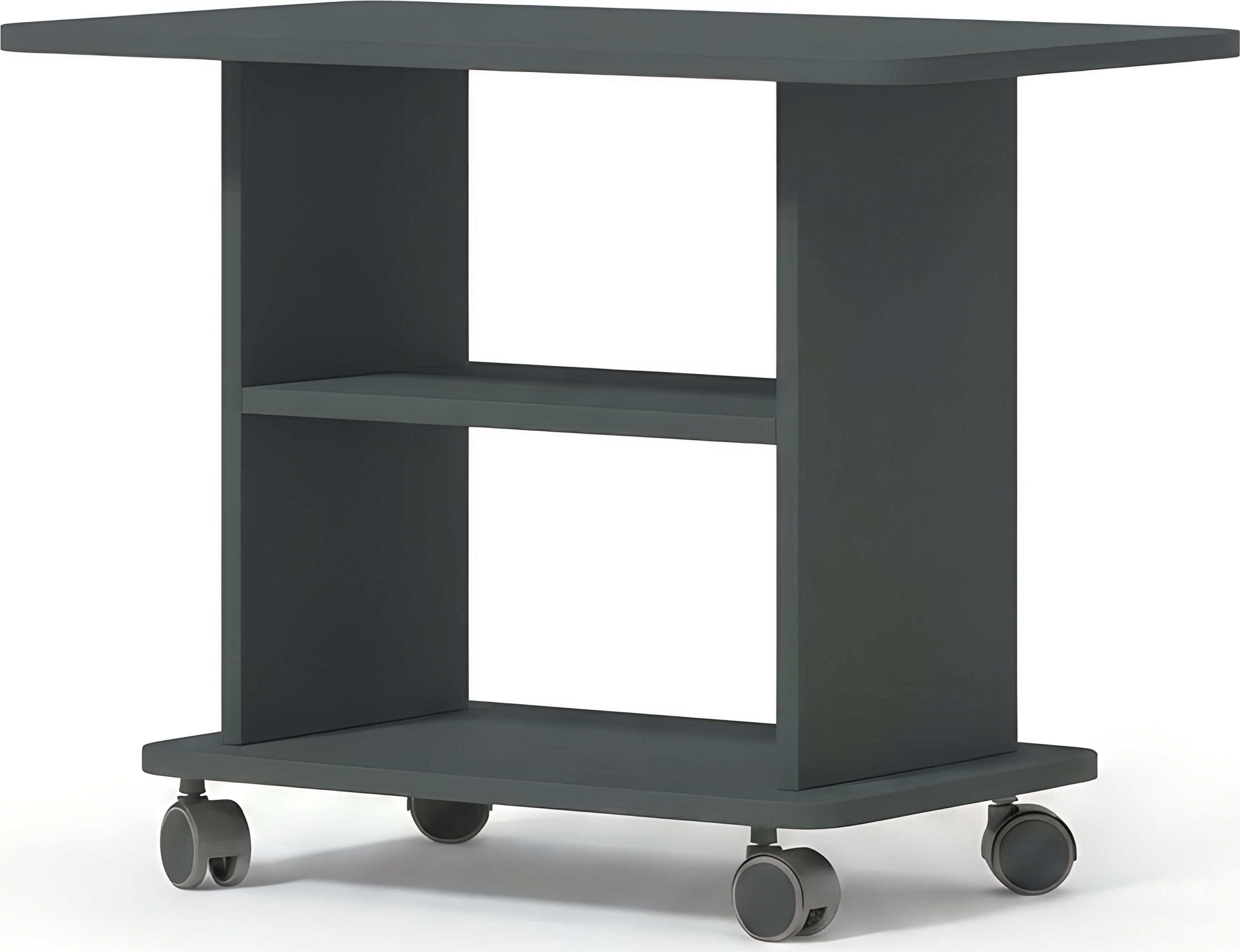Fabrik Home Rolic Coffee Table, Anthracite, 750x450x550mm, with Swivel Wheels and Storage Shelf for Magazines