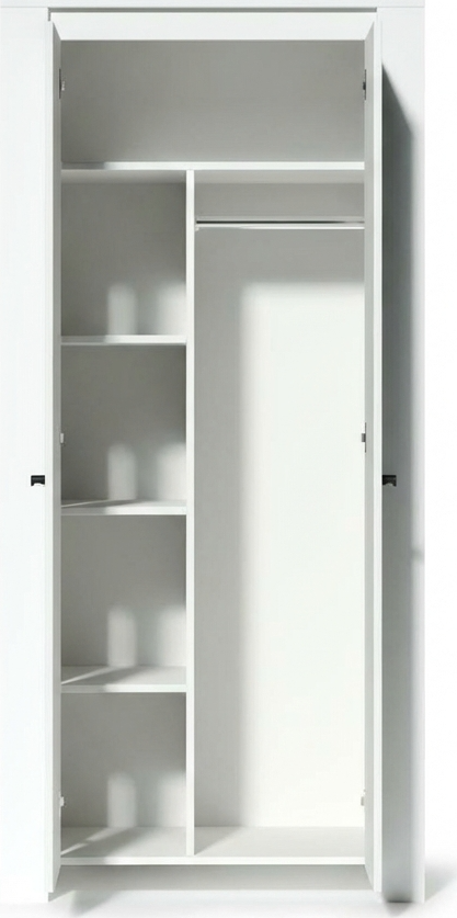 Fabrik Home Belfort 2-Door Hinged Wardrobe, Laminated Chipboard Minimalist Closet with Shelves and Hanging Space, 950x1970x506 mm