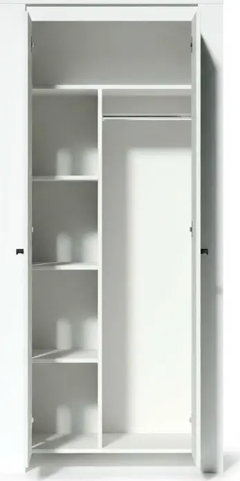 Fabrik Home Belfort 2-Door Hinged Wardrobe, Laminated Chipboard Minimalist Closet with Shelves and Hanging Space, 950x1970x506 mm