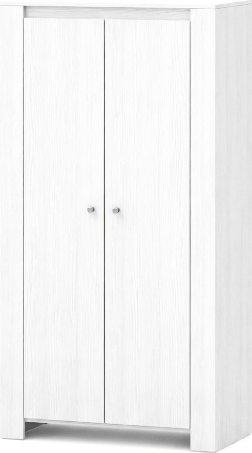 Fabrik Home Belfort 2-Door Hinged Wardrobe, Laminated Chipboard Minimalist Closet with Shelves and Hanging Space, 950x1970x506 mm
