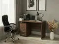 Fabrik Home Desk Nr.3, Dark Walnut, 1200x600x750 mm, Modern Office Table with Built-in Cabinet and 4 Drawers