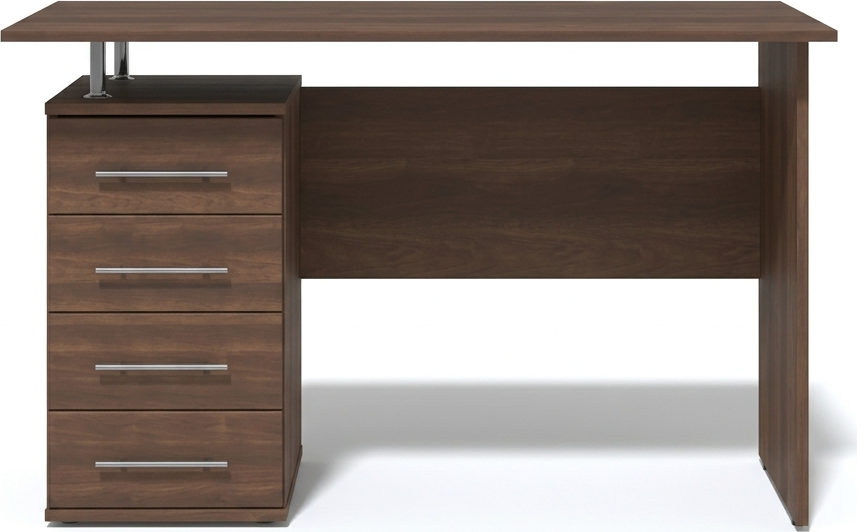 Fabrik Home Desk Nr.3, Dark Walnut, 1200x600x750 mm, Modern Office Table with Built-in Cabinet and 4 Drawers