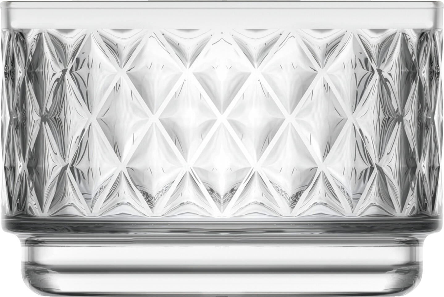LAV Ravenna Glass Bowls, 240 ml, Geometric Relief Pattern, Stackable Transparent Glass, Set of 12 Pieces