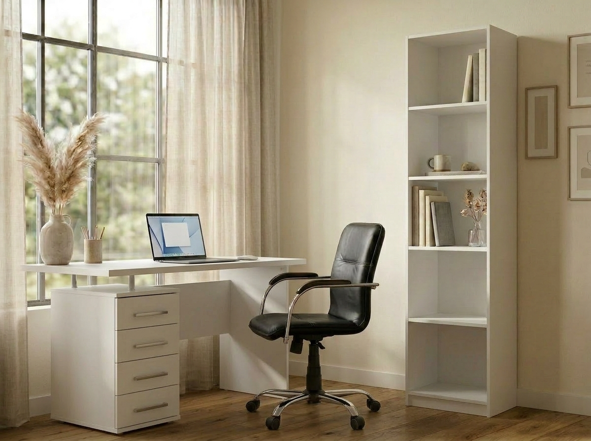 Fabrik Home Office Line No.5 Open Document Cabinet, 5 Compartments, White Ash Laminated PAL, ABS Edges, 2000x500x380 mm