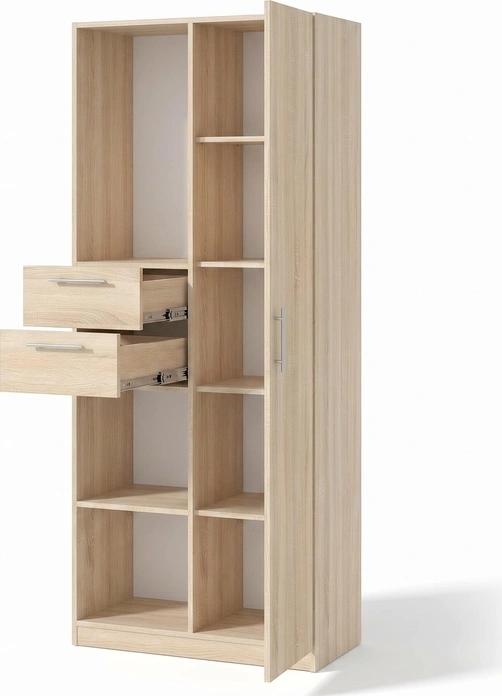 Комбинированный офисный шкаф Fabrik Home Office Line No.4 с открытыми полками и ящиками, Дуб Сонома, 800x2000x400мм