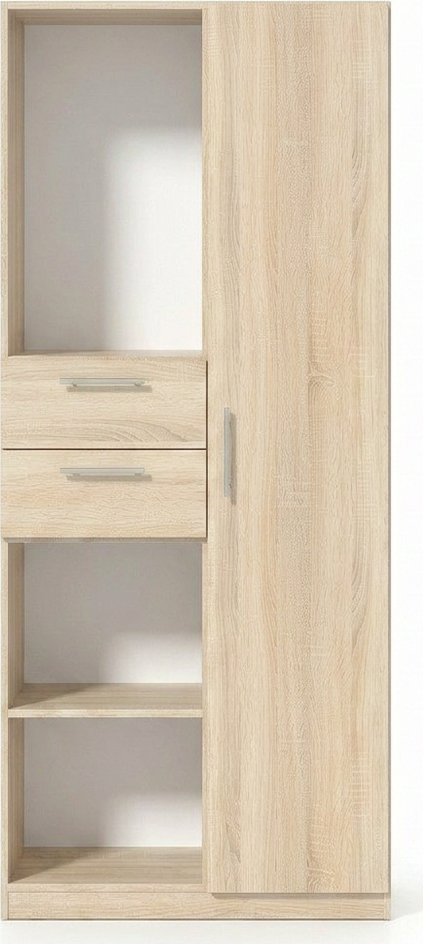 Комбинированный офисный шкаф Fabrik Home Office Line No.4 с открытыми полками и ящиками, Дуб Сонома, 800x2000x400мм