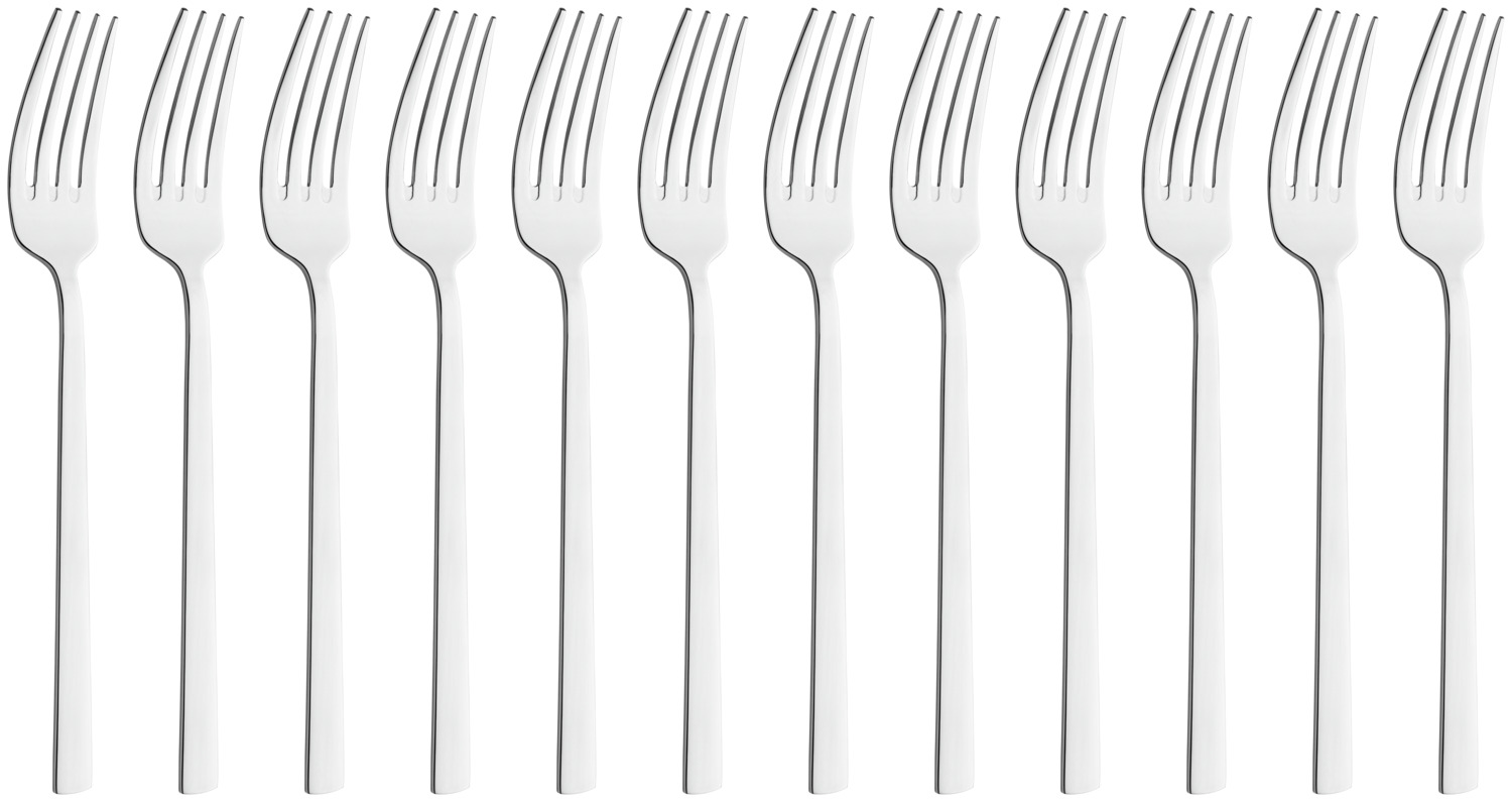 Pulsiva Taranto Table Fork Set of 12, 18/10 Stainless Steel, Mirror Polished, 20.3 cm, Rustproof and Dishwasher Safe, Silver