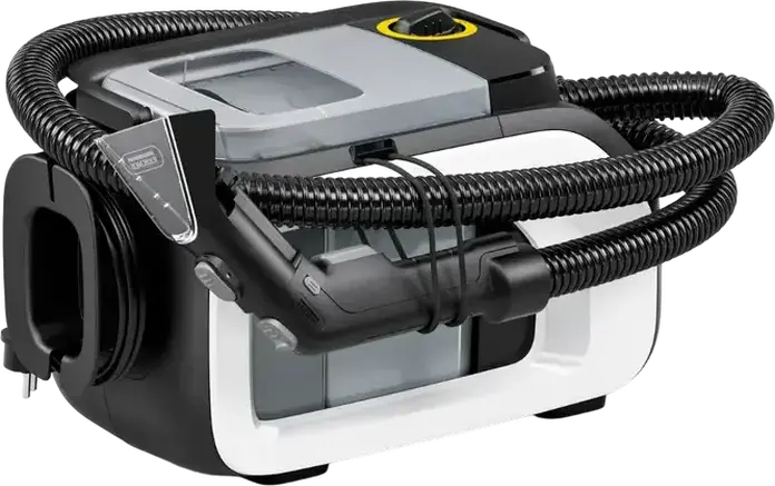 Karcher SE 3 Compact Home Floor Spray-Extraction Vacuum Cleaner, 500W, 33.9 kPa Suction, Wet & Dry, White/Black, with 6-Piece Accessory Set