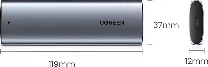 Внешний корпус UGREEN M.2 NVMe SSD RTL9210B USB 3.2 Gen 2 10Gbps, алюминиевый корпус для M Key B&M Key 2230 2242 2260 2280 SSD до 2ТБ, без инструментов