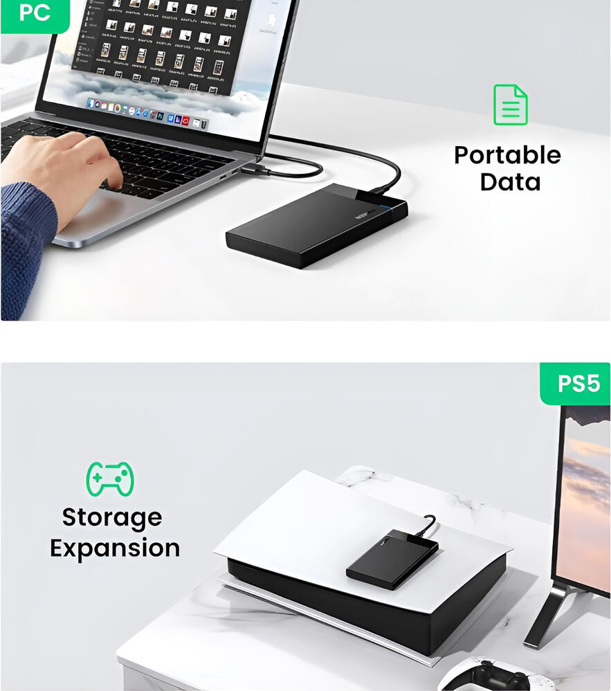 Cutie Externa UGREEN pentru Hard Disk 2.5 Inch SATA III, Negru, USB-C 3.1 Gen 2, 6Gbps, Suport UASP, Instalare fara instrumente, Chipset ASMedia ASM235CM