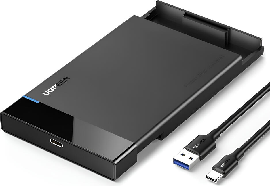 Cutie Externa UGREEN pentru Hard Disk 2.5 Inch SATA III, Negru, USB-C 3.1 Gen 2, 6Gbps, Suport UASP, Instalare fara instrumente, Chipset ASMedia ASM235CM