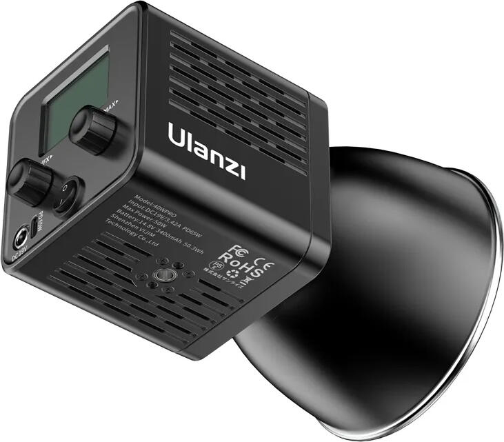 Lumina LED Video Ulanzi 40WPRO cu Baterie 3400mAh, Putere 40W-50W, Efecte CCT si FX, Ecran LCD, Incarcare PD 65W USB-C, Negru