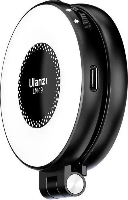 Lampa Ring LED de buzunar Ulanzi LM-19 pentru Selfie, Lumina de Umplere Magnetica compatibila MagSafe, Temperatura Culoare 2500K-8500K, CRI 95+, Pliabila cu Suport Telefon