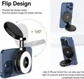 Lampa Ring LED de buzunar Ulanzi LM-19 pentru Selfie, Lumina de Umplere Magnetica compatibila MagSafe, Temperatura Culoare 2500K-8500K, CRI 95+, Pliabila cu Suport Telefon