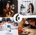 Lampa Ring LED de buzunar Ulanzi LM-19 pentru Selfie, Lumina de Umplere Magnetica compatibila MagSafe, Temperatura Culoare 2500K-8500K, CRI 95+, Pliabila cu Suport Telefon