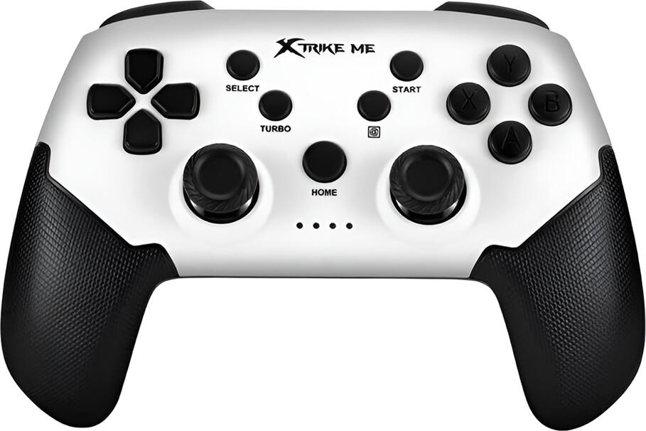 Xtrike Me GP-43 Wireless Gamepad Controller for PC, PS4, PS3, Android, iOS, Ergonomic Design, Force Feedback, USB Type-C, White, with Phone Holder