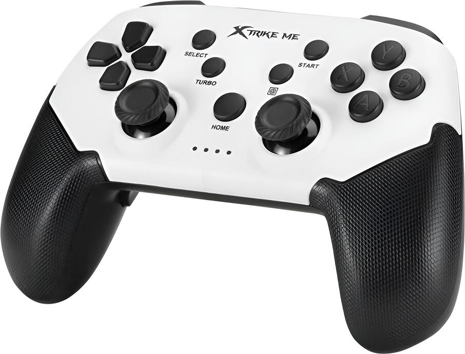 Xtrike Me GP-43 Wireless Gamepad Controller for PC, PS4, PS3, Android, iOS, Ergonomic Design, Force Feedback, USB Type-C, White, with Phone Holder