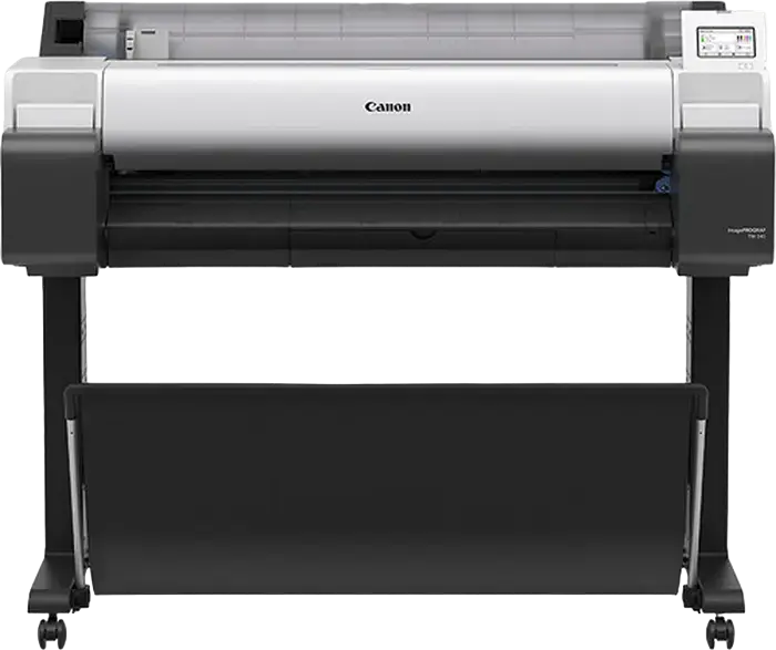 Plotter Inkjet Canon imagePROGRAF TM-340 Format Mare, 2400 x 1200 dpi, 2 GB RAM, Cerneala Pigmentata cu 5 Culori, Wireless LAN, Argintiu