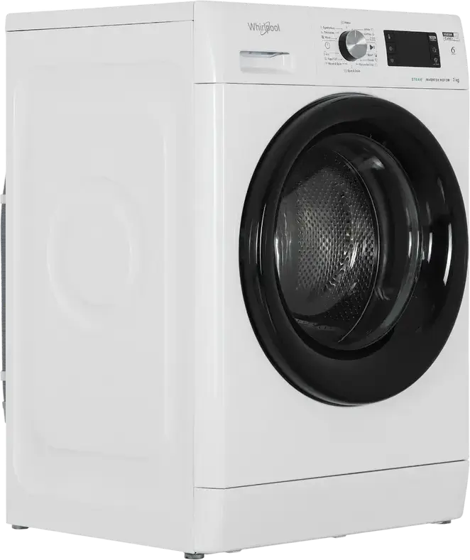 Whirlpool FFB 7469 BV EE Front-Load Washing Machine, 7 kg Capacity, 1400 rpm Spin Speed, Inverter Motor, Steam Cleaning, Energy Class A, White/Black