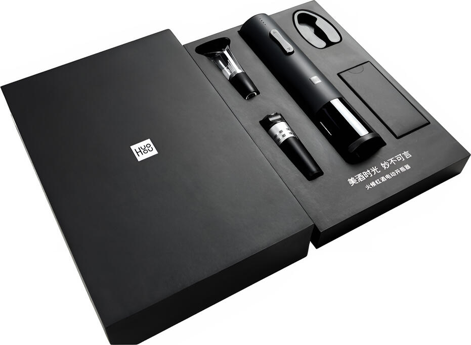 Set de 6 piese Deschisător de Vin Electric Huohou HU0047, Negru Mat, Reîncărcabil USB, Extractor Automat de Dopuri cu Pompa de Vacuum și Cutter