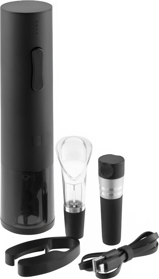 Set de 6 piese Deschisător de Vin Electric Huohou HU0047, Negru Mat, Reîncărcabil USB, Extractor Automat de Dopuri cu Pompa de Vacuum și Cutter