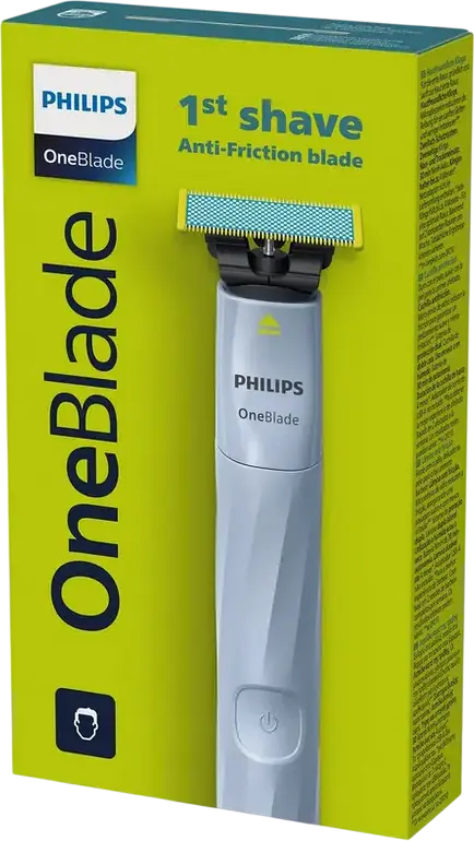 Philips OneBlade First Shave QP1324/20 Aparat de Ras Electric pentru Adolescenti, Wet & Dry, Lama Anti-Frictie din Otel Inoxidabil, Incarcare USB, Albastru Deschis