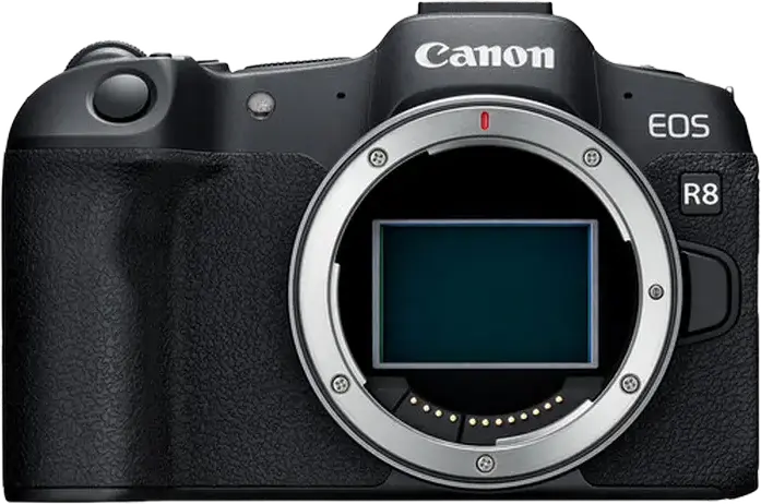 Canon EOS R8 Mirrorless Camera Body, Full Frame 24.2MP CMOS Sensor, DIGIC X Processor, 4K 60p Video, Dual Pixel CMOS AF II, RF Mount, Black
