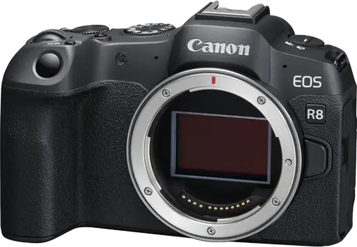 Canon EOS R8 Mirrorless Camera Body, Full Frame 24.2MP CMOS Sensor, DIGIC X Processor, 4K 60p Video, Dual Pixel CMOS AF II, RF Mount, Black